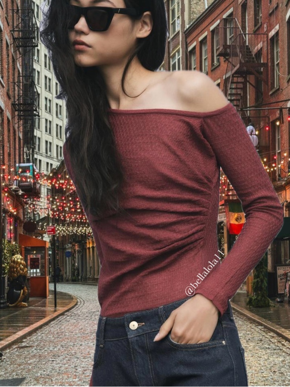 NEW ZARA Off-Shoulder Burgundy Top